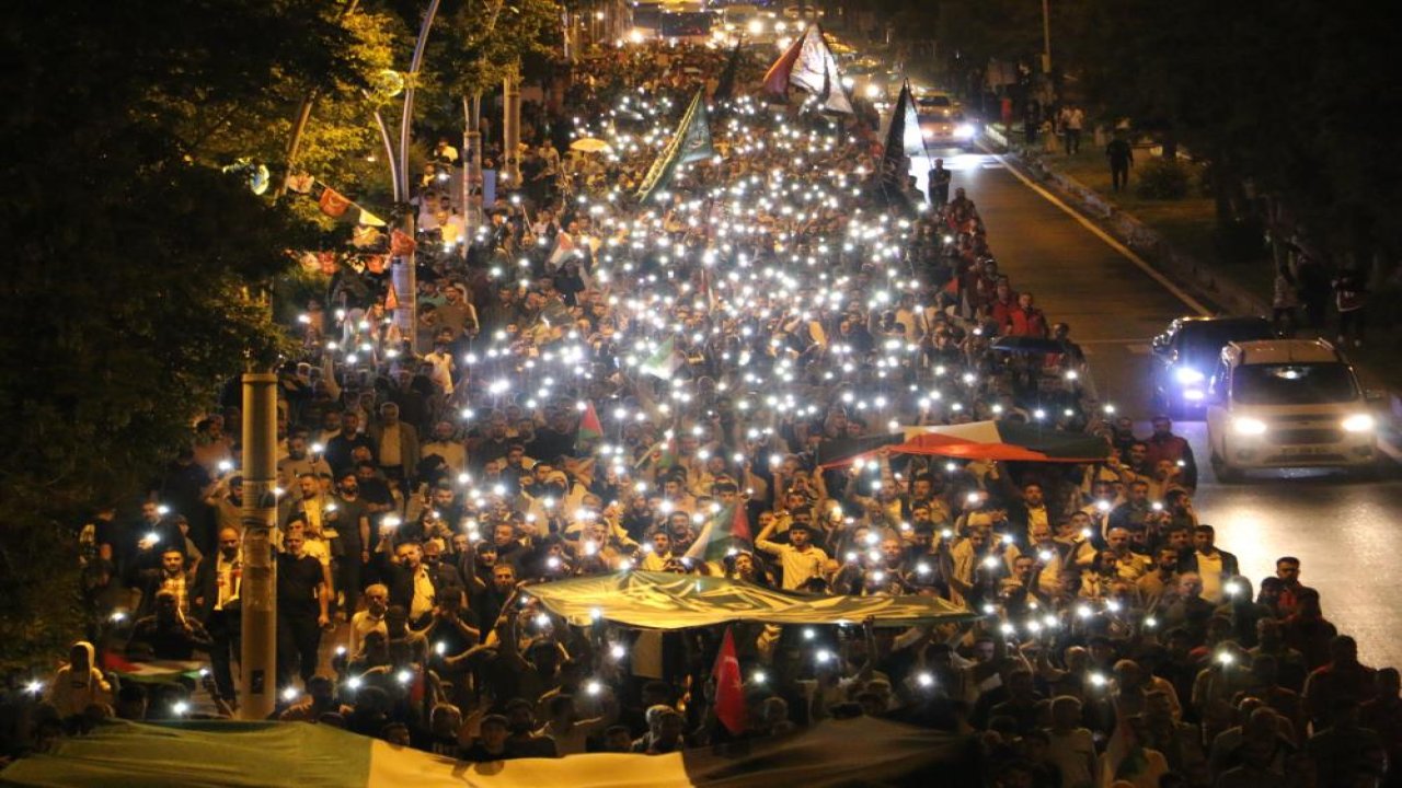 Diyarbakır’da İsrail protestosu: Binlerce kişi yürüdü
