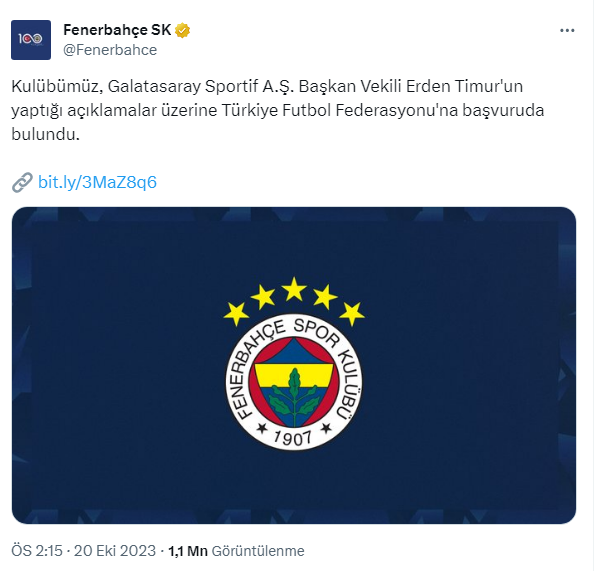 Fenerbahçe'den Erden Timur’un söyledikleri soruşturulsun başvurusu