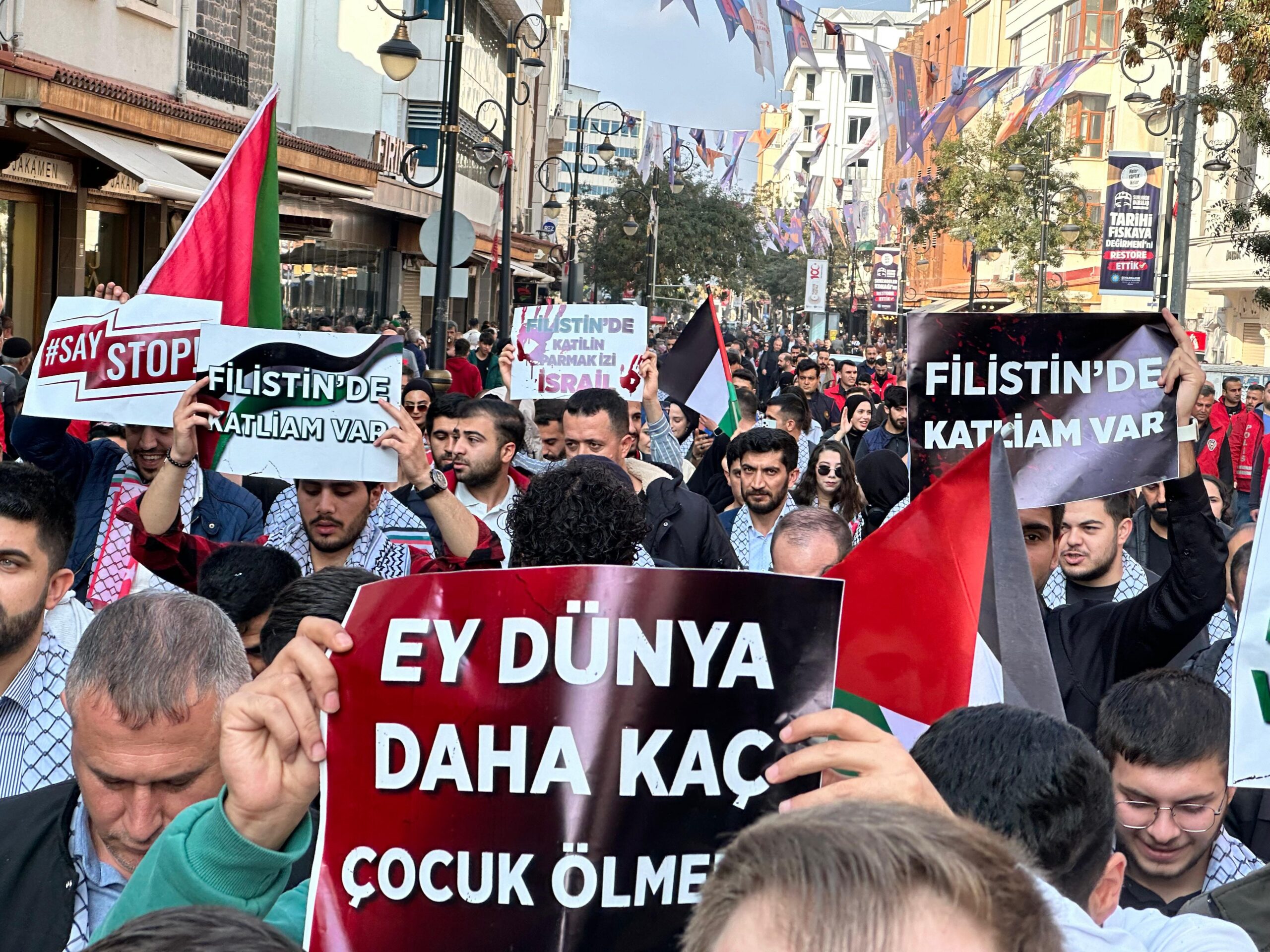 Diyarbakır’da AK Partili gençler Filistin için yürüdü