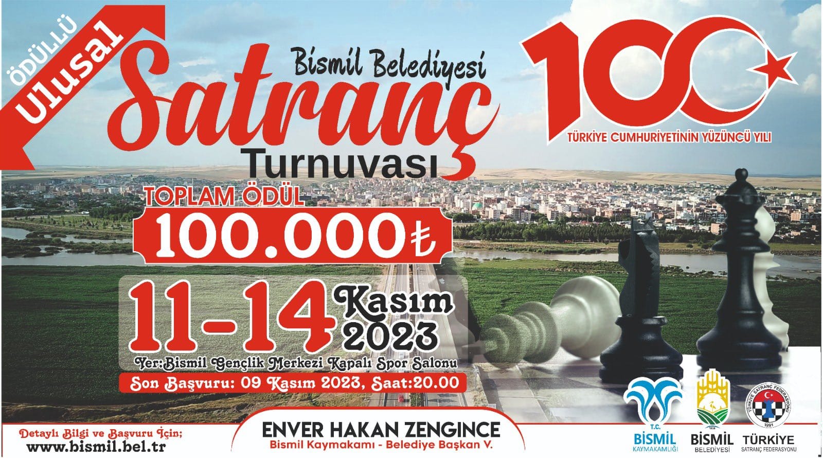 Bismil’de 100. Yıla özel 100 bin TL ödüllü satranç turnuvası düzenlenecek