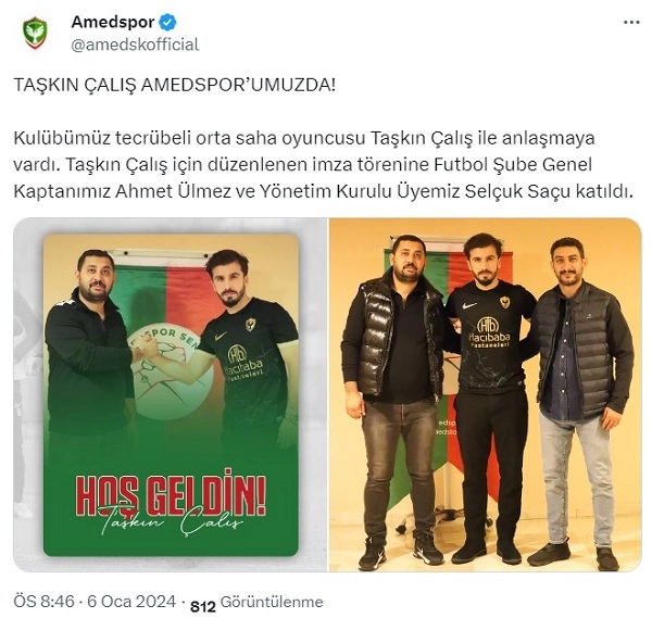 Amedspor Taşkın Çalış’a imzayı attırdı!