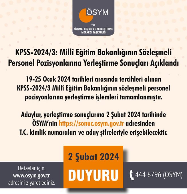 Millî Eğitim Bakanlığının Sözleşmeli Personel Pozisyonlarına Yerleştirme Sonuçları Açıklandı!