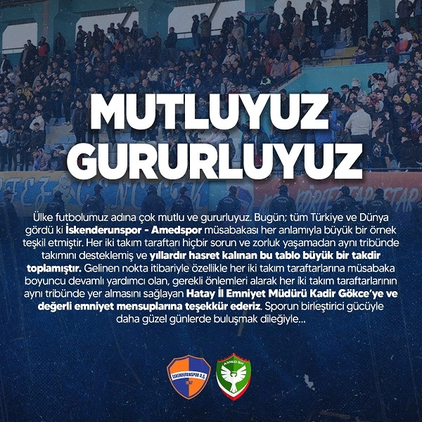 İskenderunspor’dan Amedspor Maçı Açıklaması: Daha Güzel Günlerde Buluşmak Dileğiyle!