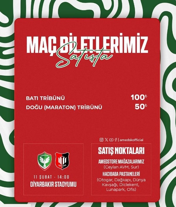 Amedspor Uşakspor Maç Biletleri Satışa Çıktı! Bilet Fiyatları Ne Kadar?