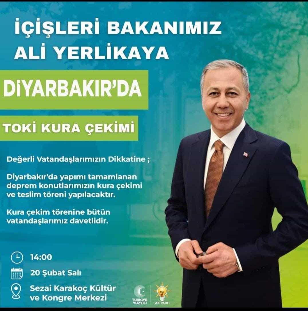 İçişleri Bakanı Ali Yerlikaya Diyarbakır’a TOKİ İçin Geliyor!