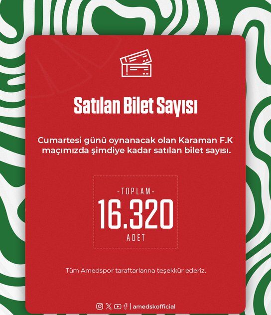 Amedspor satılan bilet sayısını açıkladı