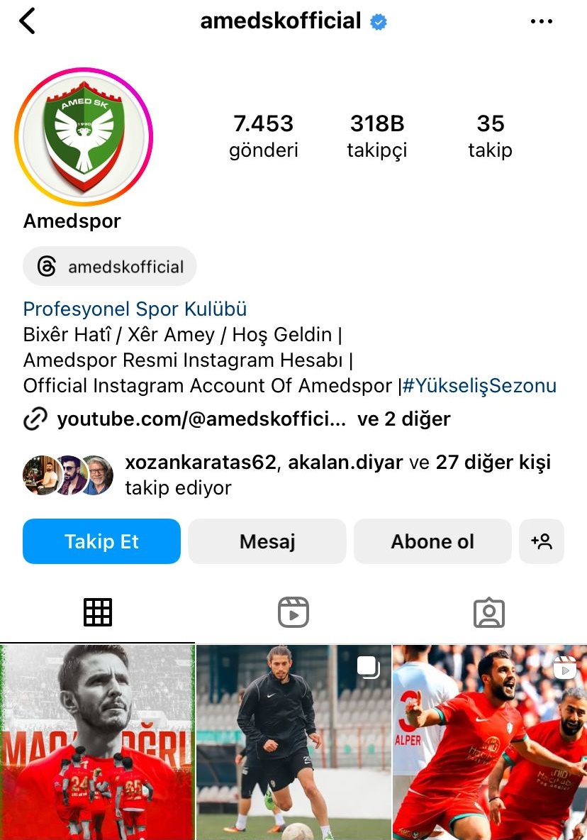 Amedspor sosyal medyada da yükseliyor: Türkiye’de İlk 6 ya girdi