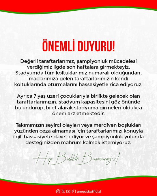 Amedspor’dan taraftarlar için son dakika açıklaması!