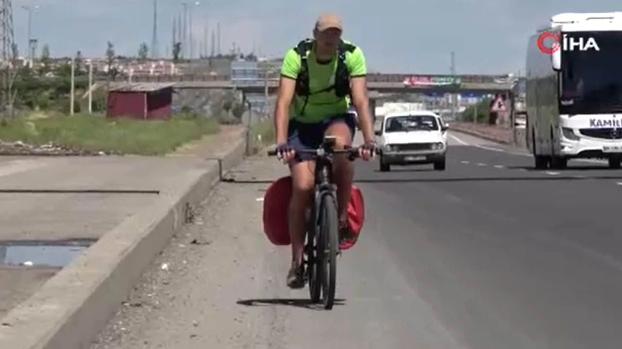 Pedal çevirerek Bir ayda Irak’tan Diyarbakır’a geldi!