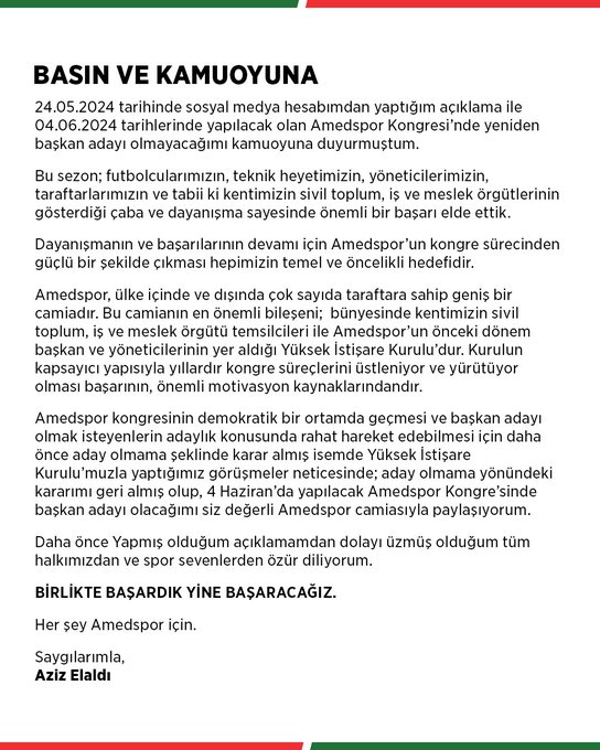 Amedspor Başkanı Aziz Elaldı’dan son dakika açıklaması!