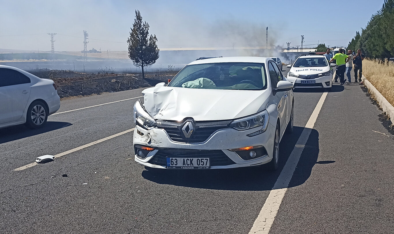 Diyarbakır'da arazide çıkan yangın, kazaya yol açtı