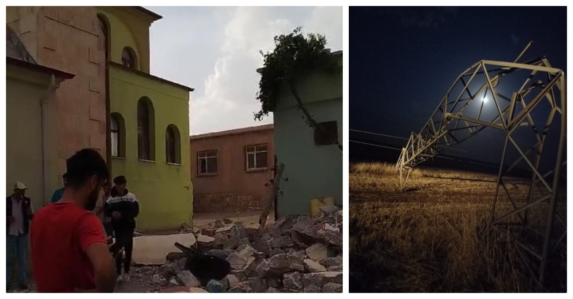 Diyarbakır’da caminin minaresi evin üstüne devrildi!