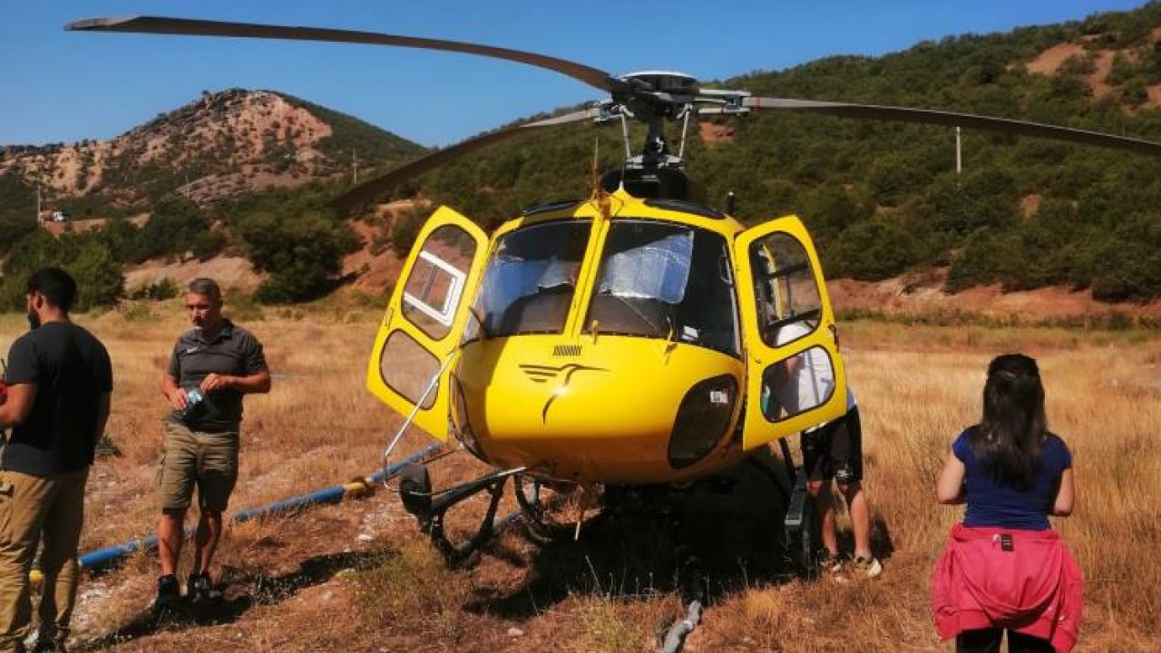 Maden araştırması yapan helikopter acil iniş yaptı