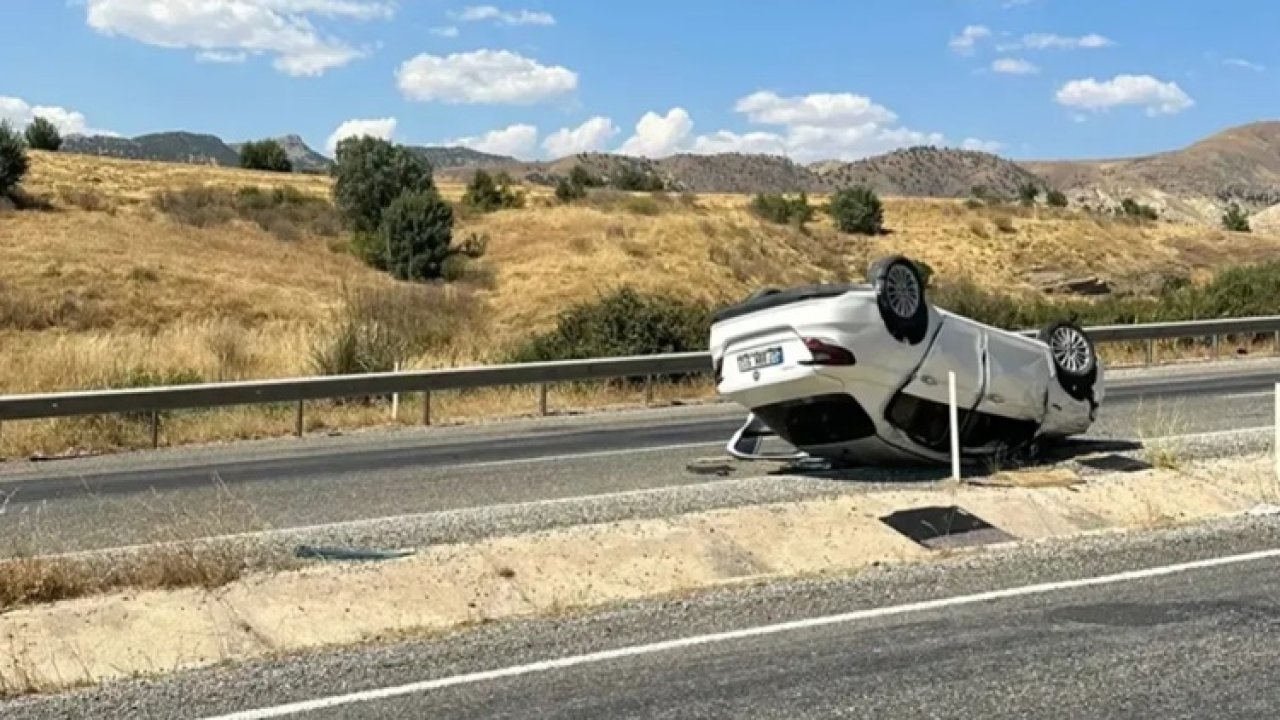 Ters dönen otomobilde 3 kişi yaralandı