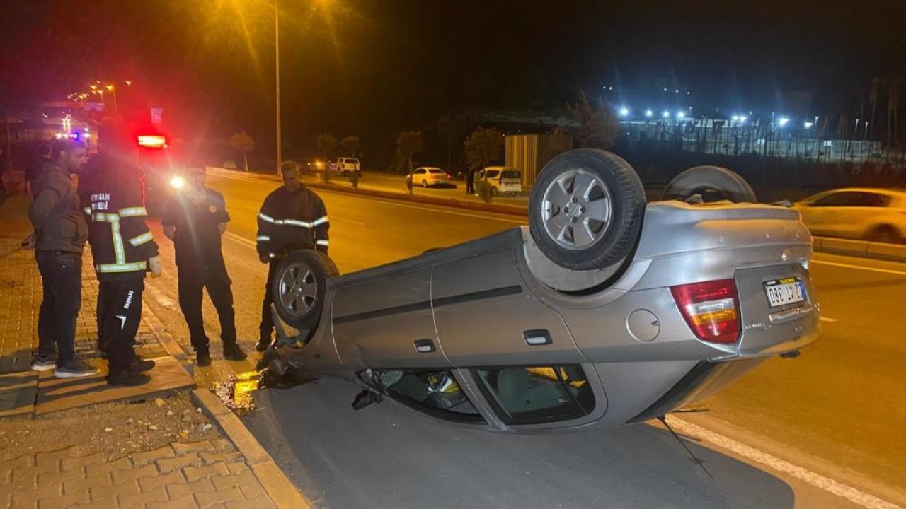 Takla atan otomobil 50 metre sürüklendi