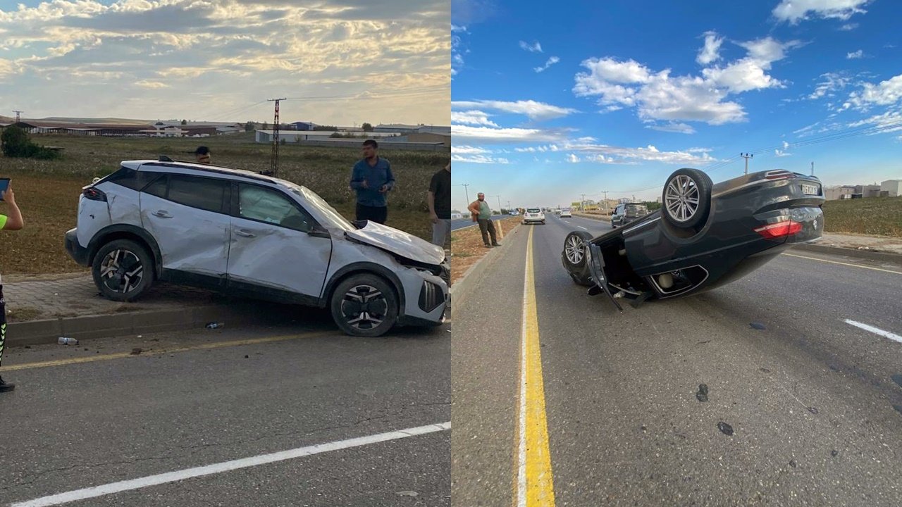 Diyarbakır’da çarpışan otomobiller takla attı: 3 yaralı