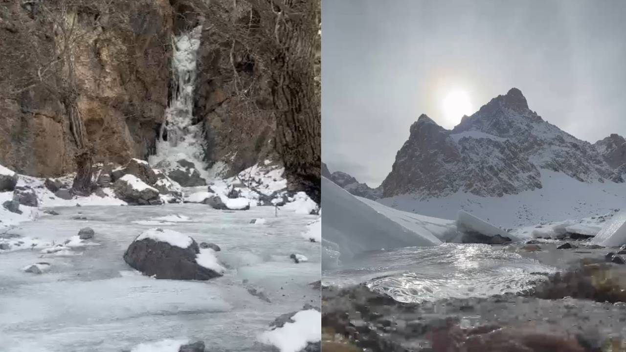 Hakkari'nin saklı cenneti buz tuttu