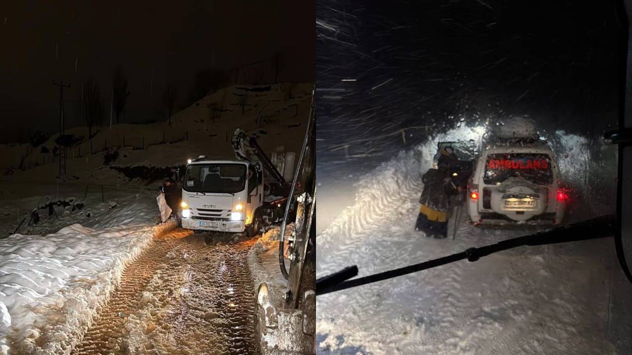 Muş’ta ambulans ile arıza ekibi yolda mahsur kaldı