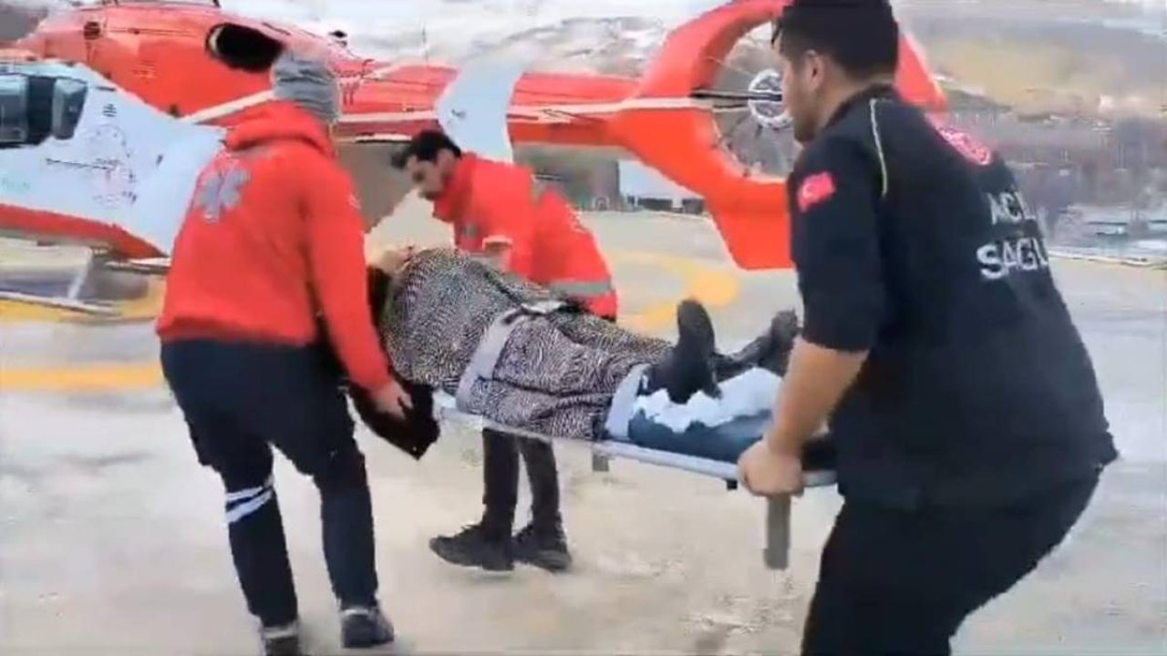 Doğumu yaklaşan kadının imdadına ambulans helikopter yetişti