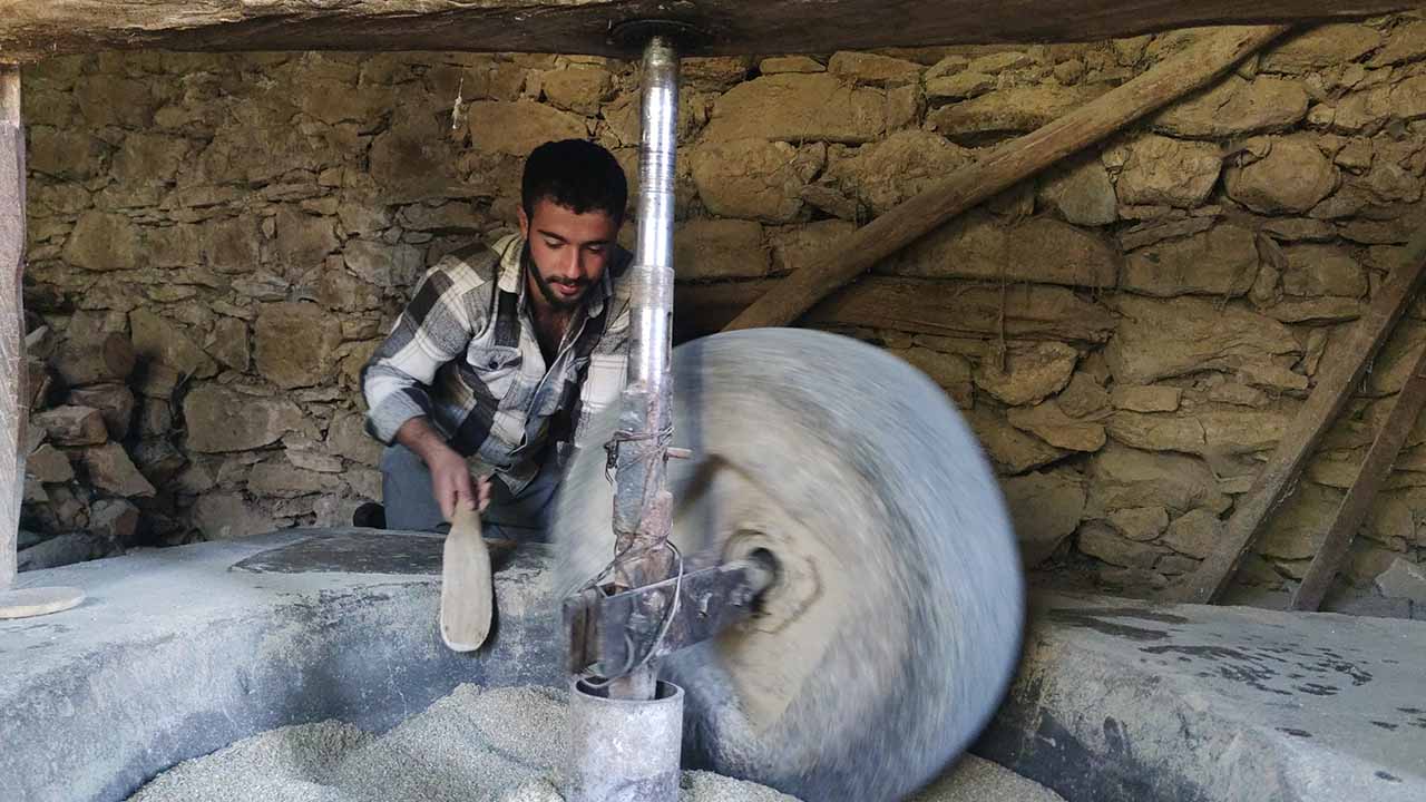 Bitlis'te asırlık su değirmenlerinde pirinç yapılıyor