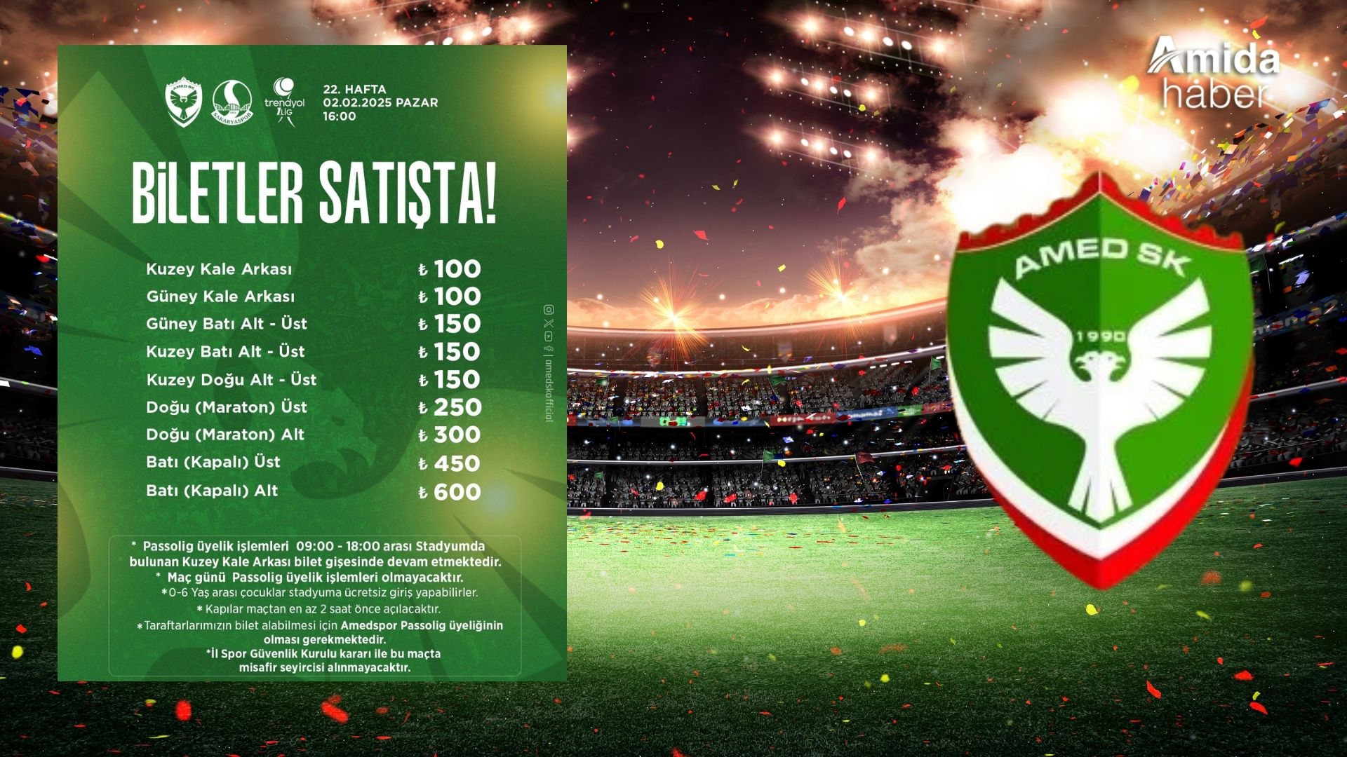 Amedspor - Sakaryaspor maçı biletleri satışa çıktı