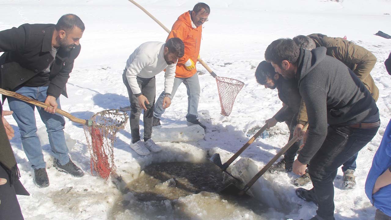 Van’da  ‘Eskimo’ usulüyle balık avlanıyor