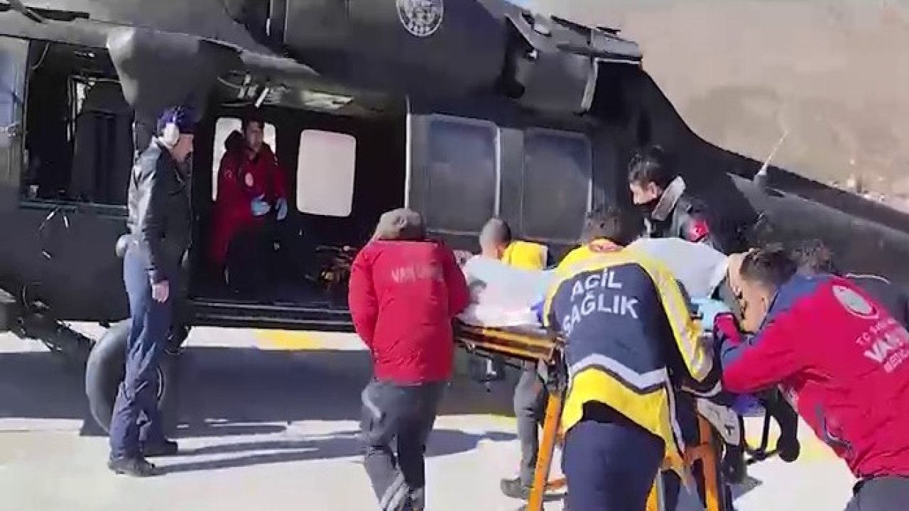 Van'da kalp krizi geçiren hasta için sikorski helikopter havalandı