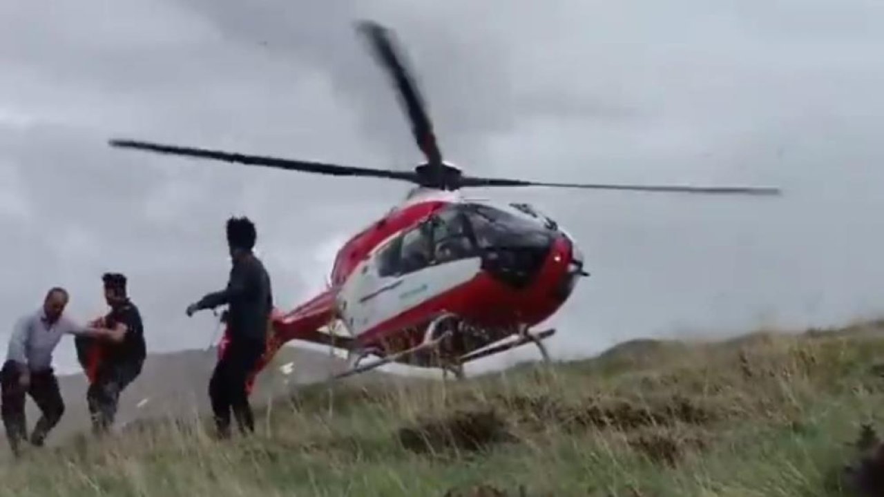 Pancara gittiği dağda mahsur kaldı: Helikopter kurtardı