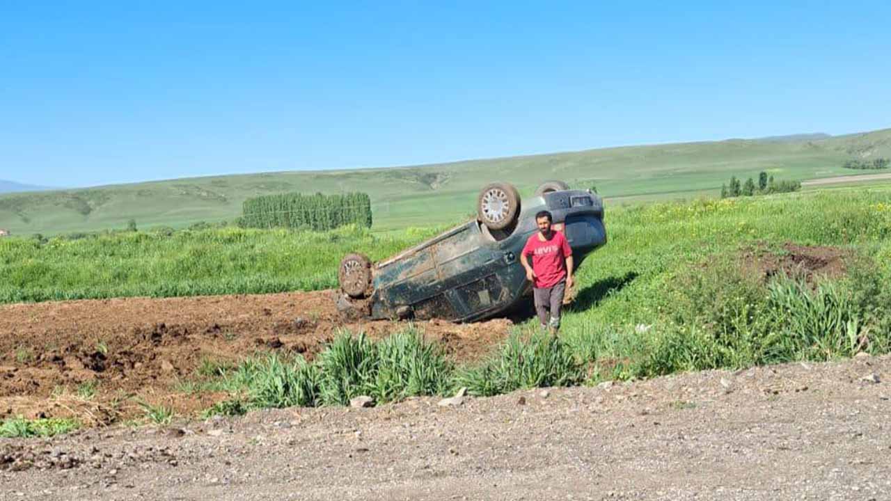 Kars’ta otomobil takla attı: 1 yaralı