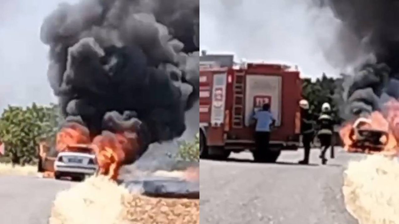 Gaziantep’te seyir halindeki otomobil alevlere teslim oldu
