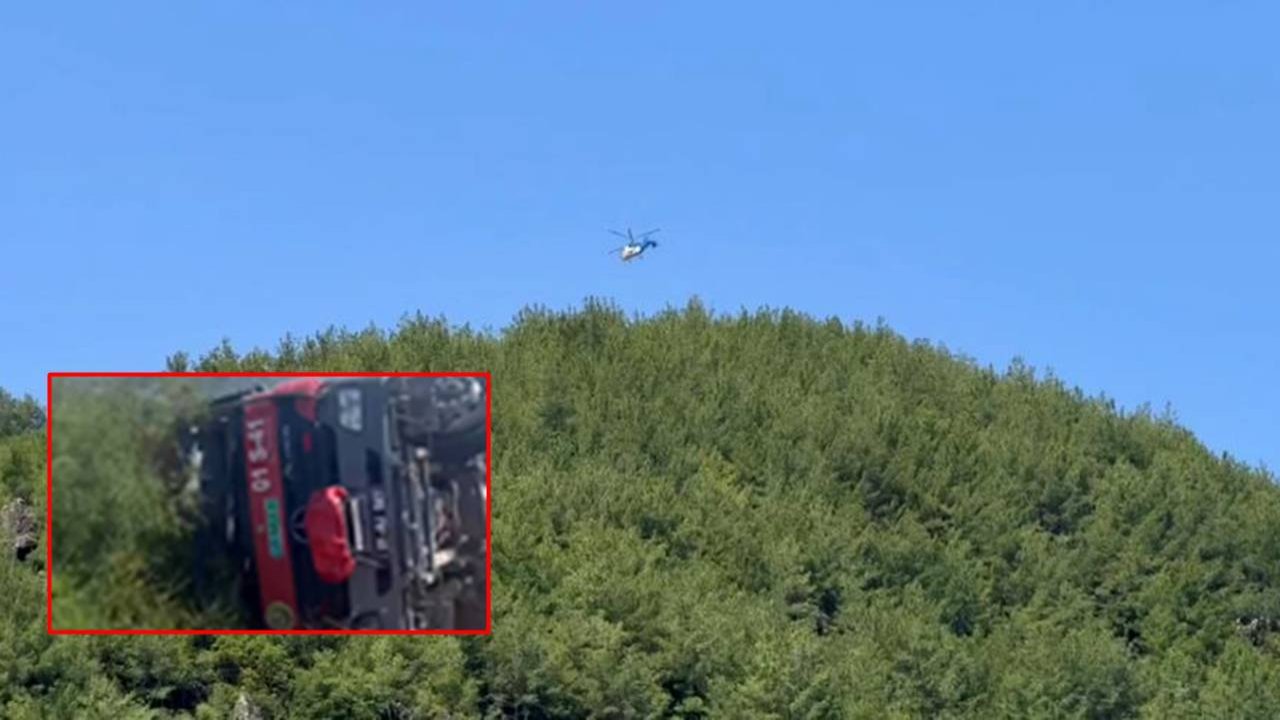 Yangına destek için giden arazöz devrildi: 2 yaralı