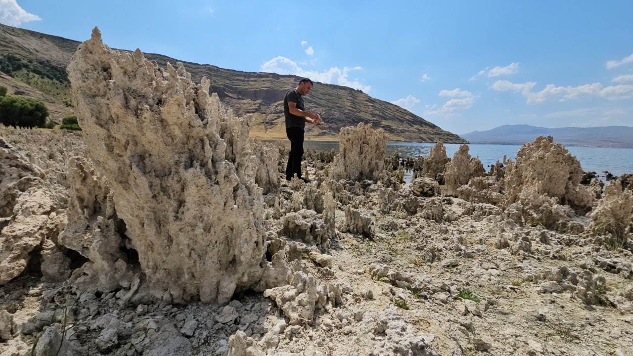 Van Gölü çekildi, mikrobiyalit tarlası ortaya çıktı