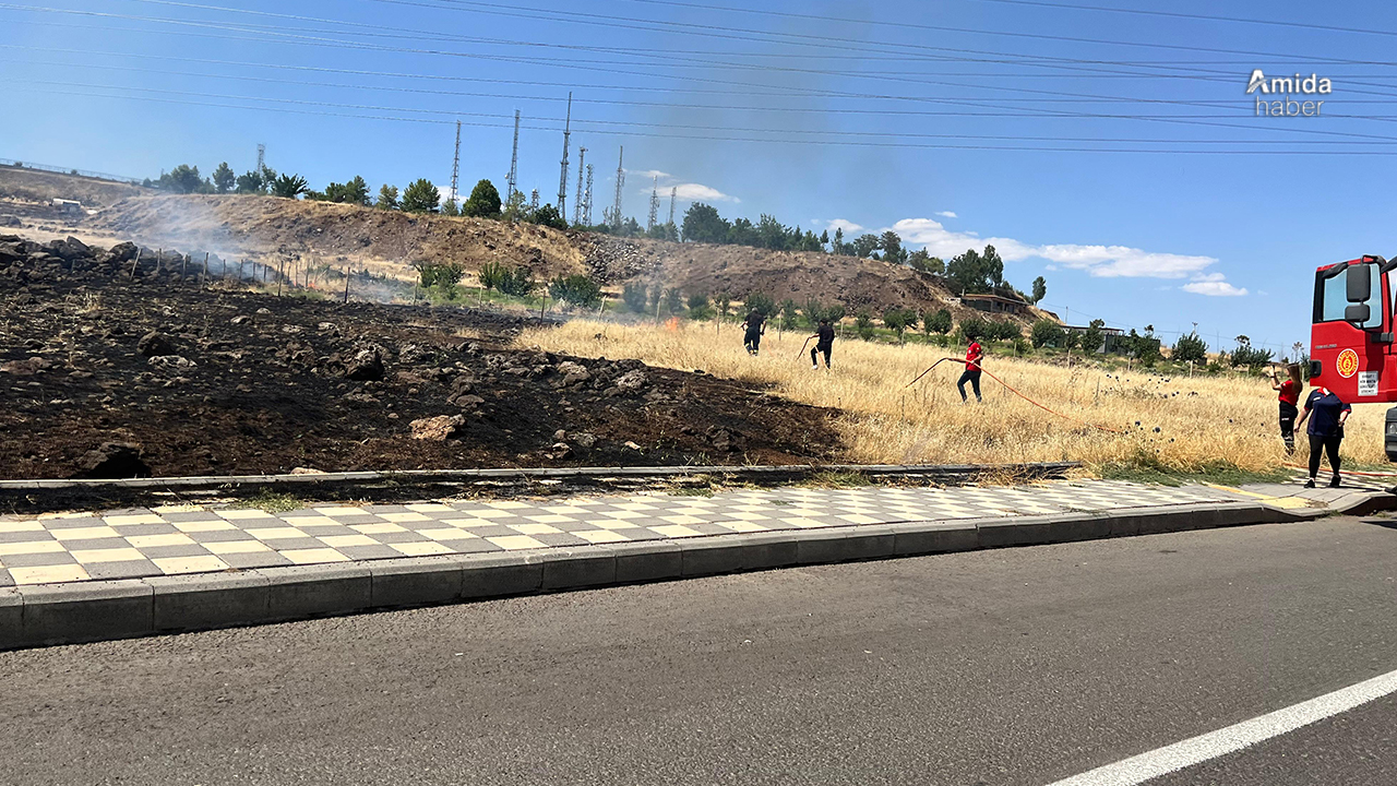 Diyarbakır’ın sitelerin ortasında anız yangını