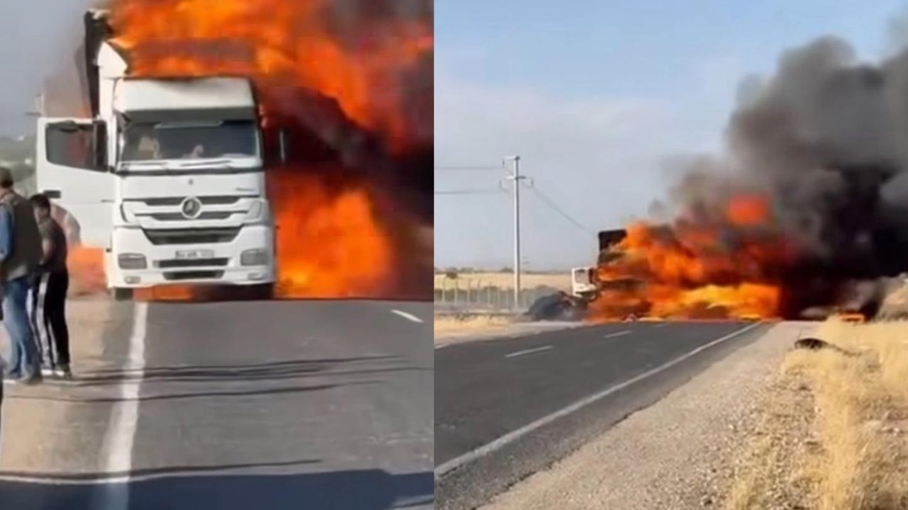 Urfa’da seyir halindeki tır alev topuna dönüştü