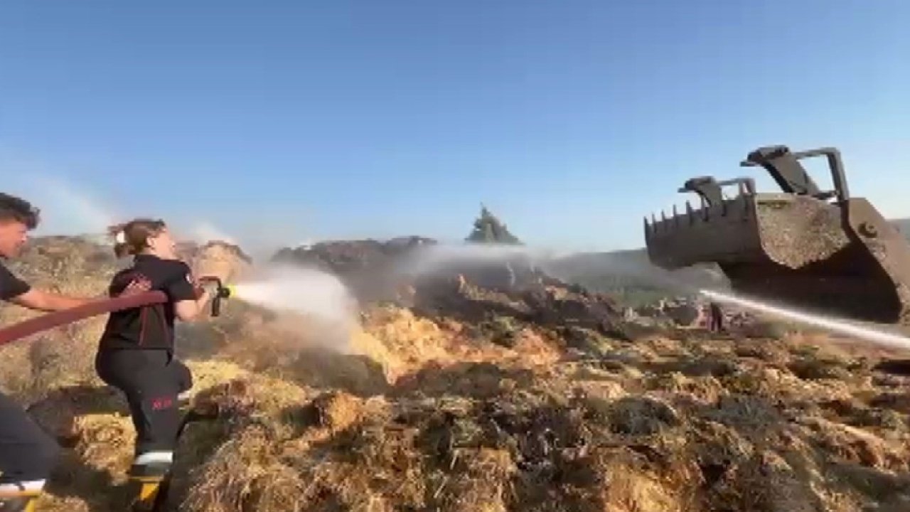 Kahramanmaraş'ta 300 ton saman kül oldu