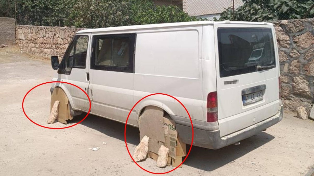 Kavurucu sıcakta lastiklere taşlı kartonlu koruma