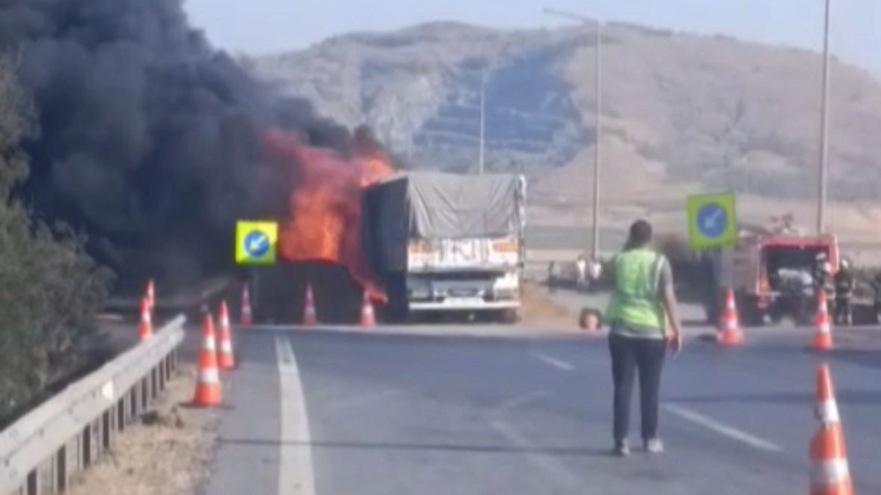 Gaziantep'te tır yangını: Sürücü yaralandı