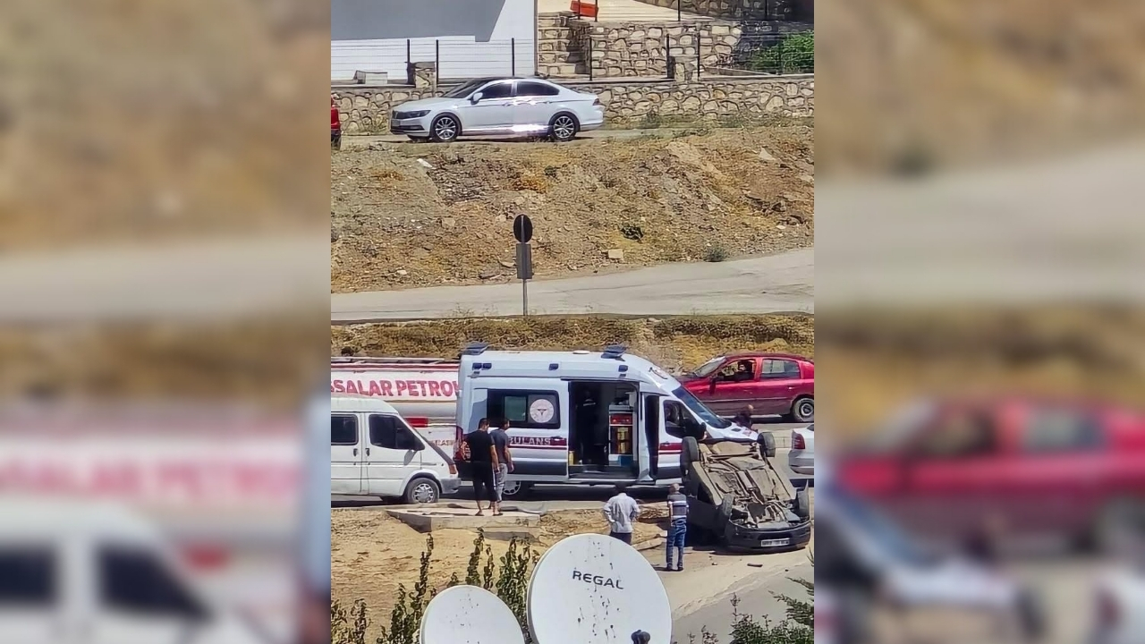 Elazığ’da korkutan kaza: Otomobil takla attı