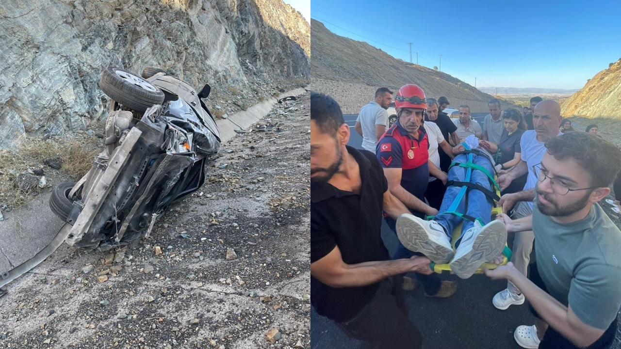 Bingöl’de takla atan otomobildeki 3 kişi yaralandı