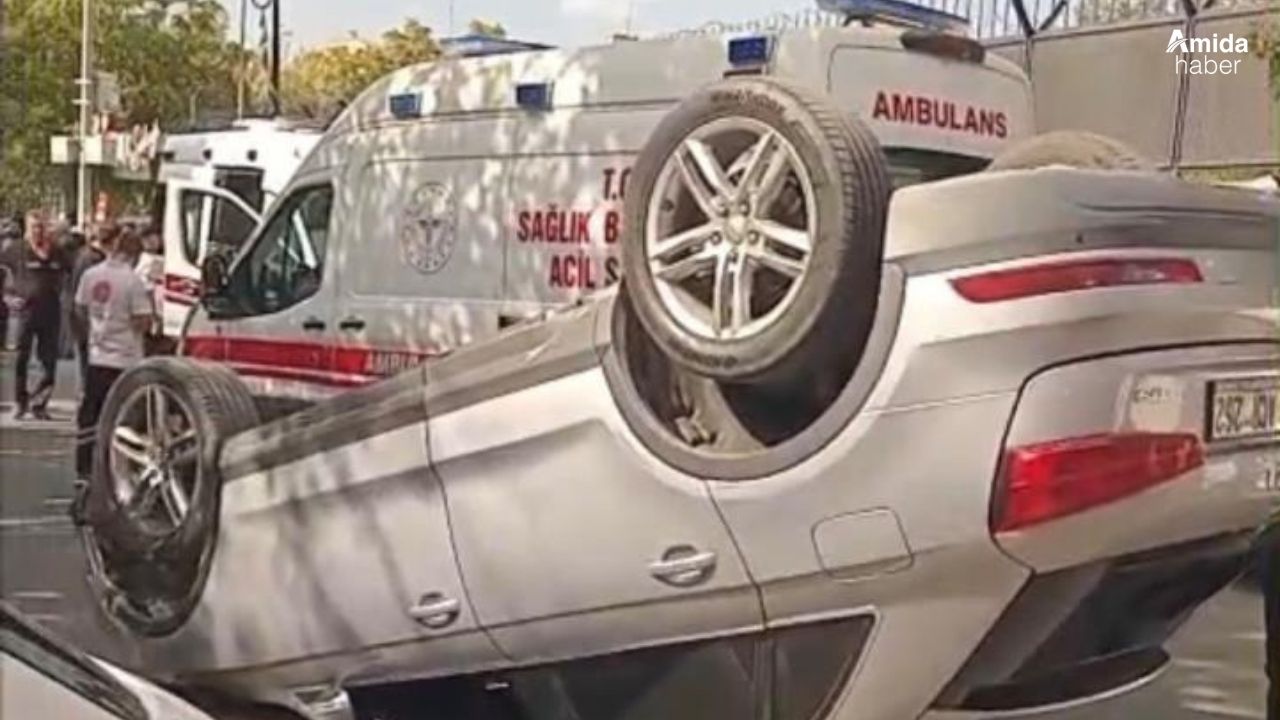 Diyarbakır’da takla atan kiralık araçtaki ehliyetsiz sürücü kaçtı