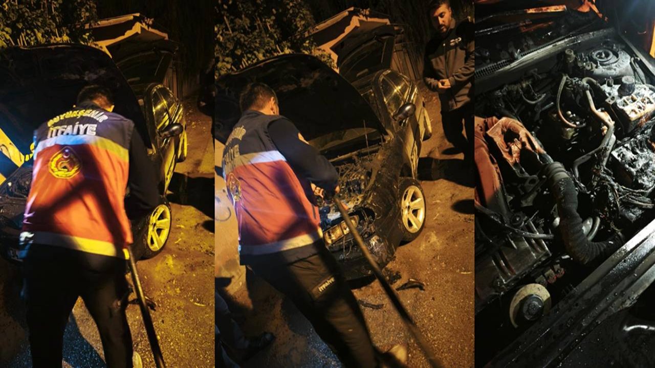Van’da park halindeki otomobil alevlere teslim oldu