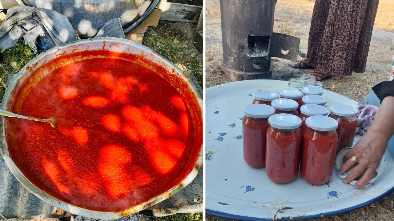 Ağrı'da kadınların kışlık menemen hazırlığı