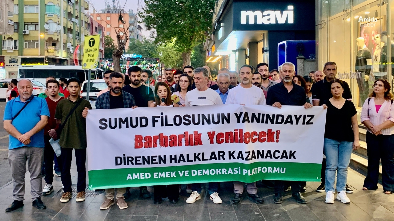 Diyarbakır’da Sumud Filosu’na yapılan müdahaleye tepkiler sürüyor