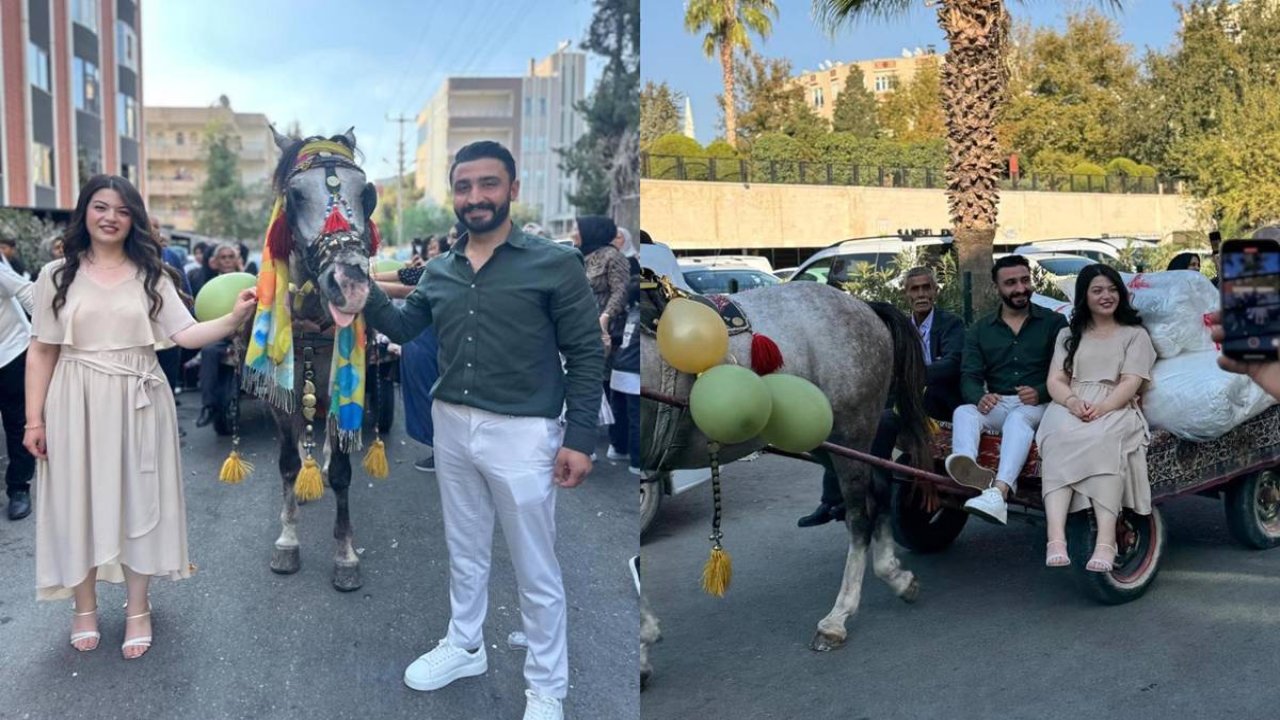 Şanlıurfa’da çeyiz at arabasıyla taşındı