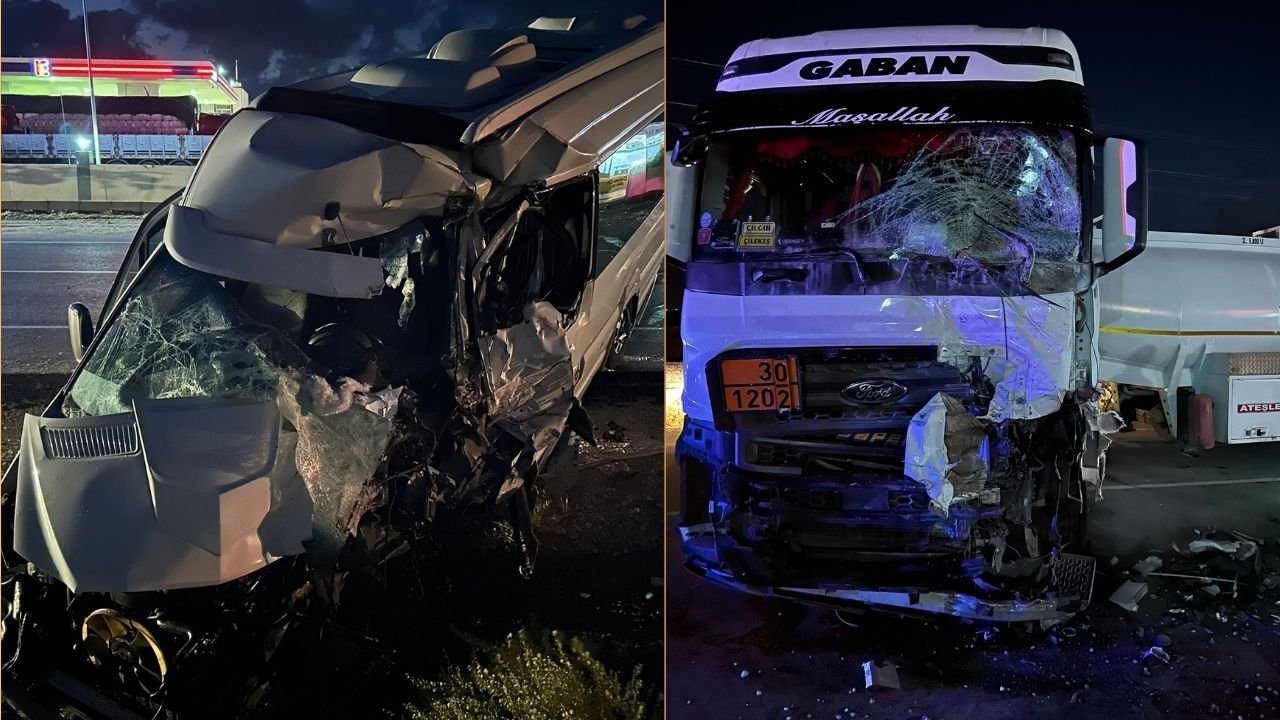 Diyarbakır'da minibüsle tanker çarpıştı: 1’i ağır 2 yaralı