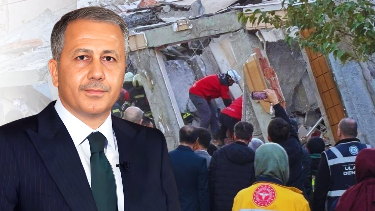 İçişleri Bakanı Yerlikaya: Bina kendiliğinden çöktü, enkazda 5 kişi var