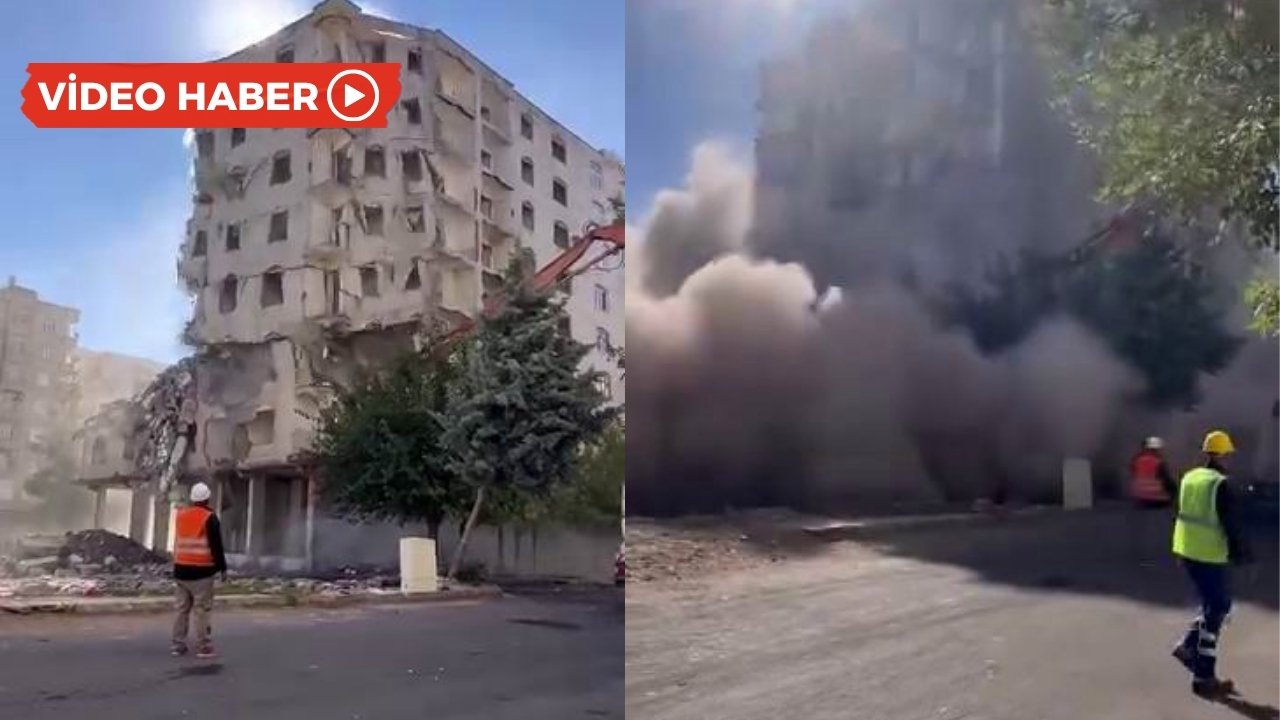 Diyarbakır’da hasarlı bina yerle bir oldu