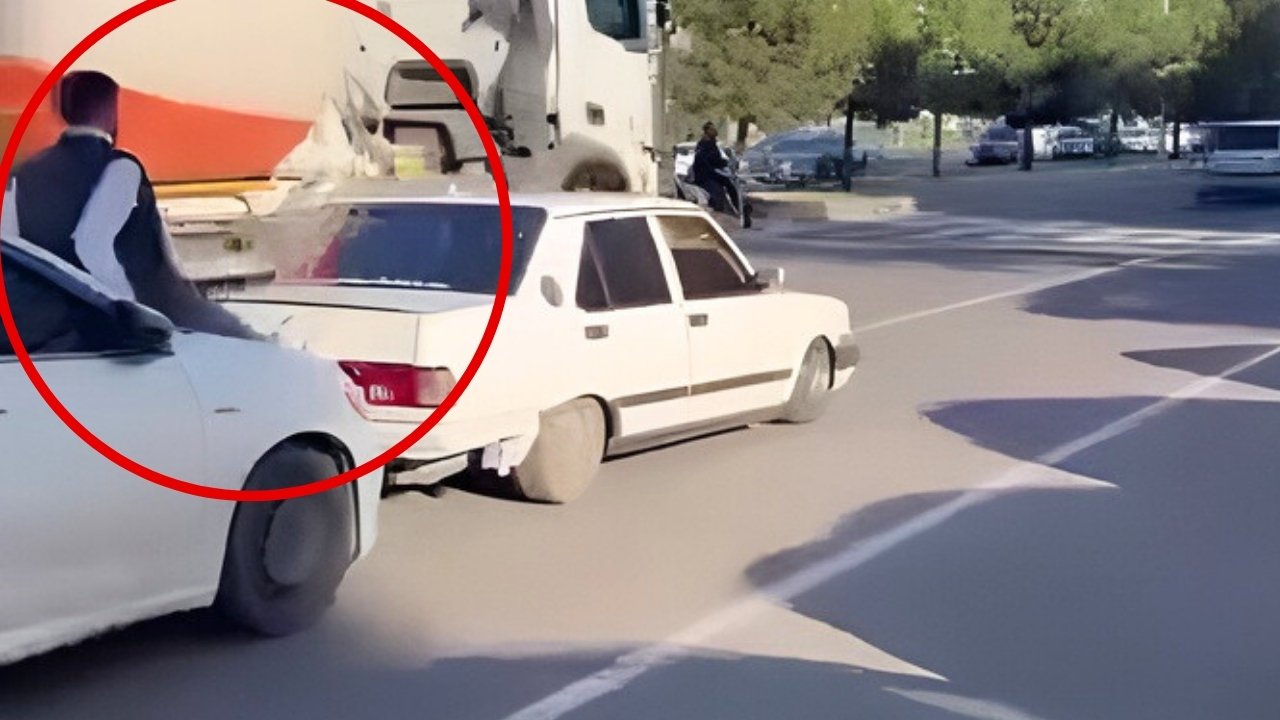 Diyarbakır’da tehlikeli hareketler: Ayağı ile arabayı ittirdi