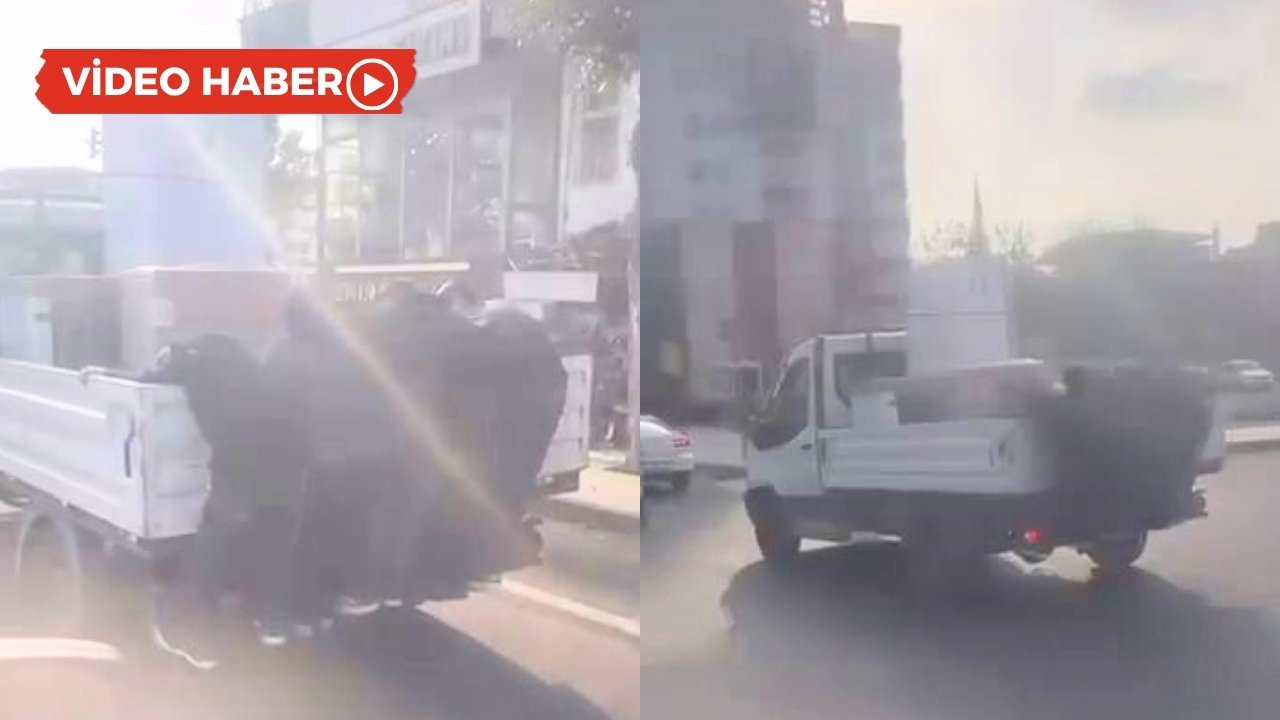 Diyarbakır’da 5 çocuk kamyonete asılarak yolculuk etti