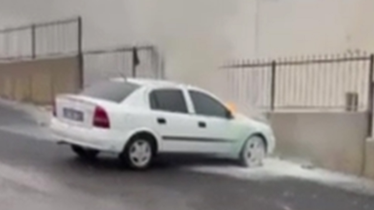 Park halindeki araç alev aldı